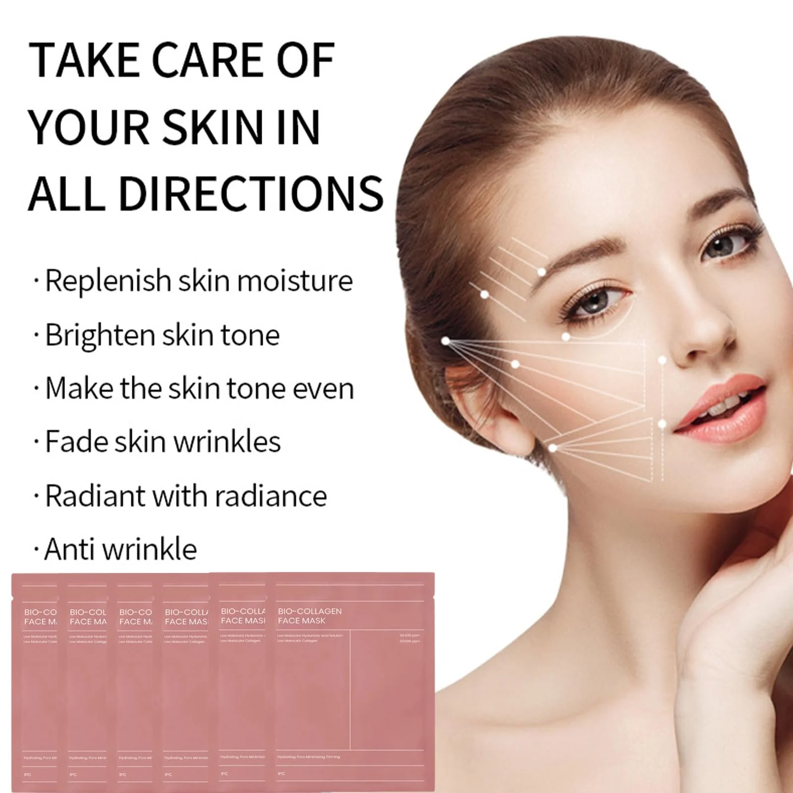 Маска для обличчя колагенова органічна 6 шт. для нічного використання - Ліфтинг та Зміцнення, фото №9