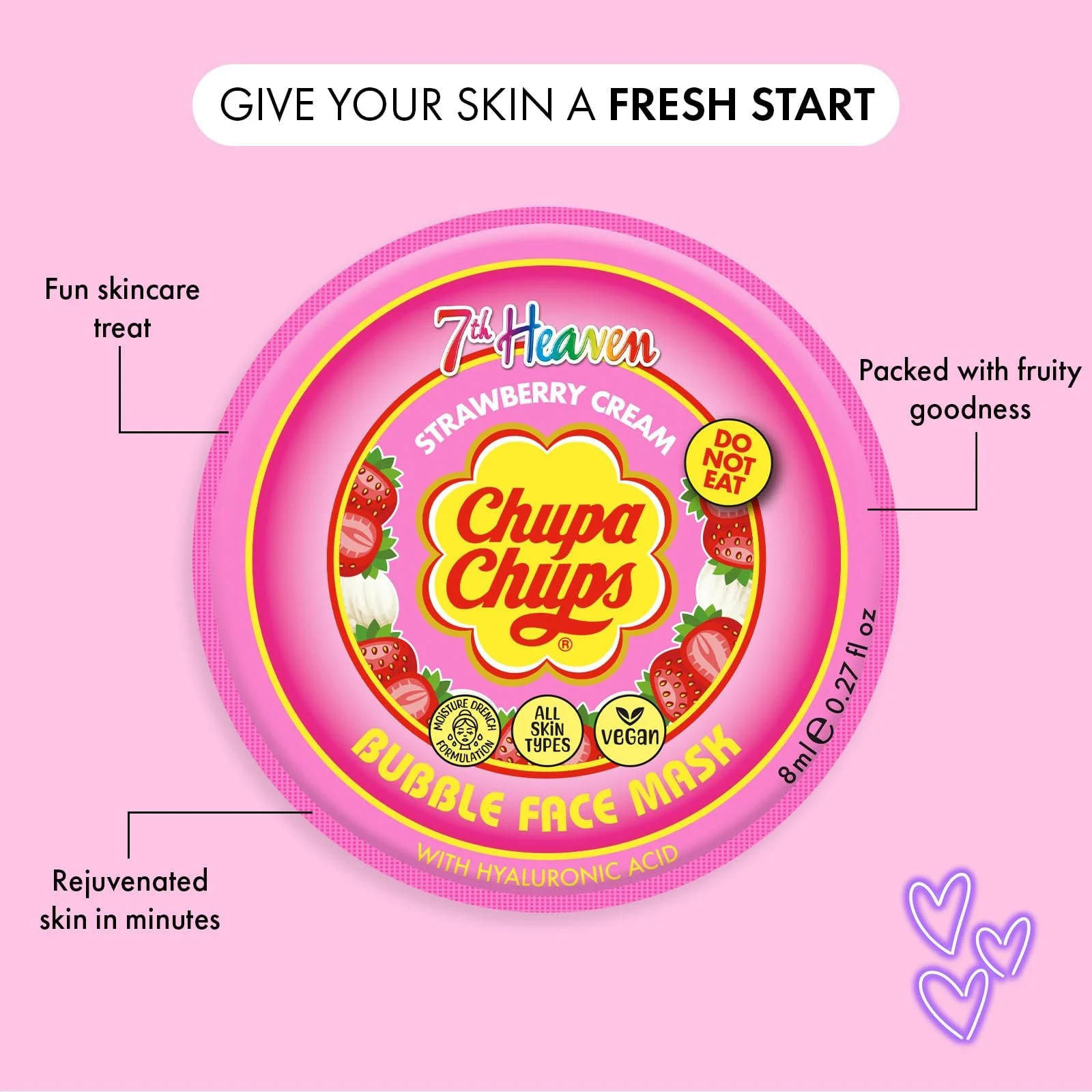 Маска для лица 7th Heaven Chupa Chups Клубничный крем с гиалуроновой кислотой, фото №2