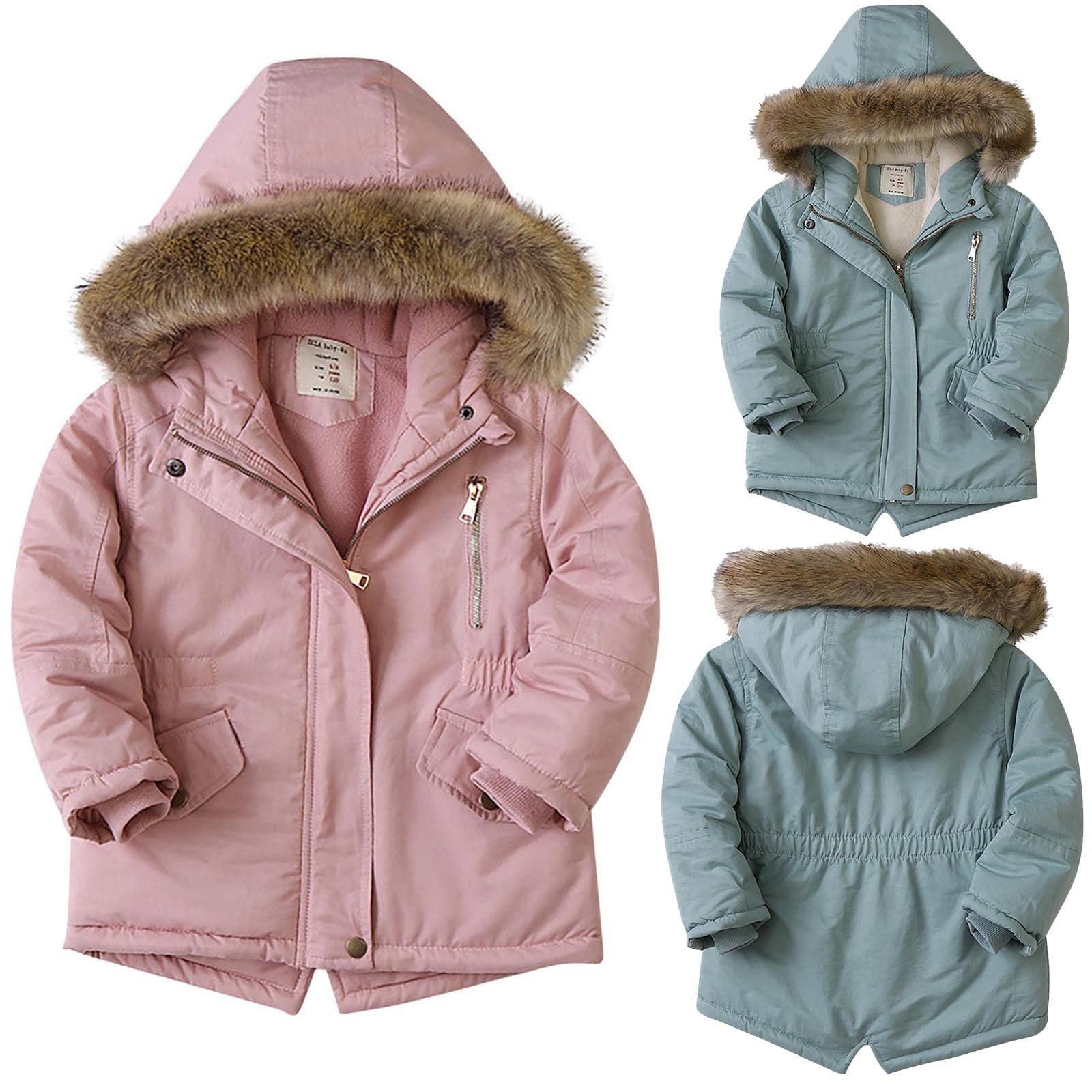 Флісова куртка Ybing для дівчинки, тепла куртка-шерпа з капюшоном, фото №2