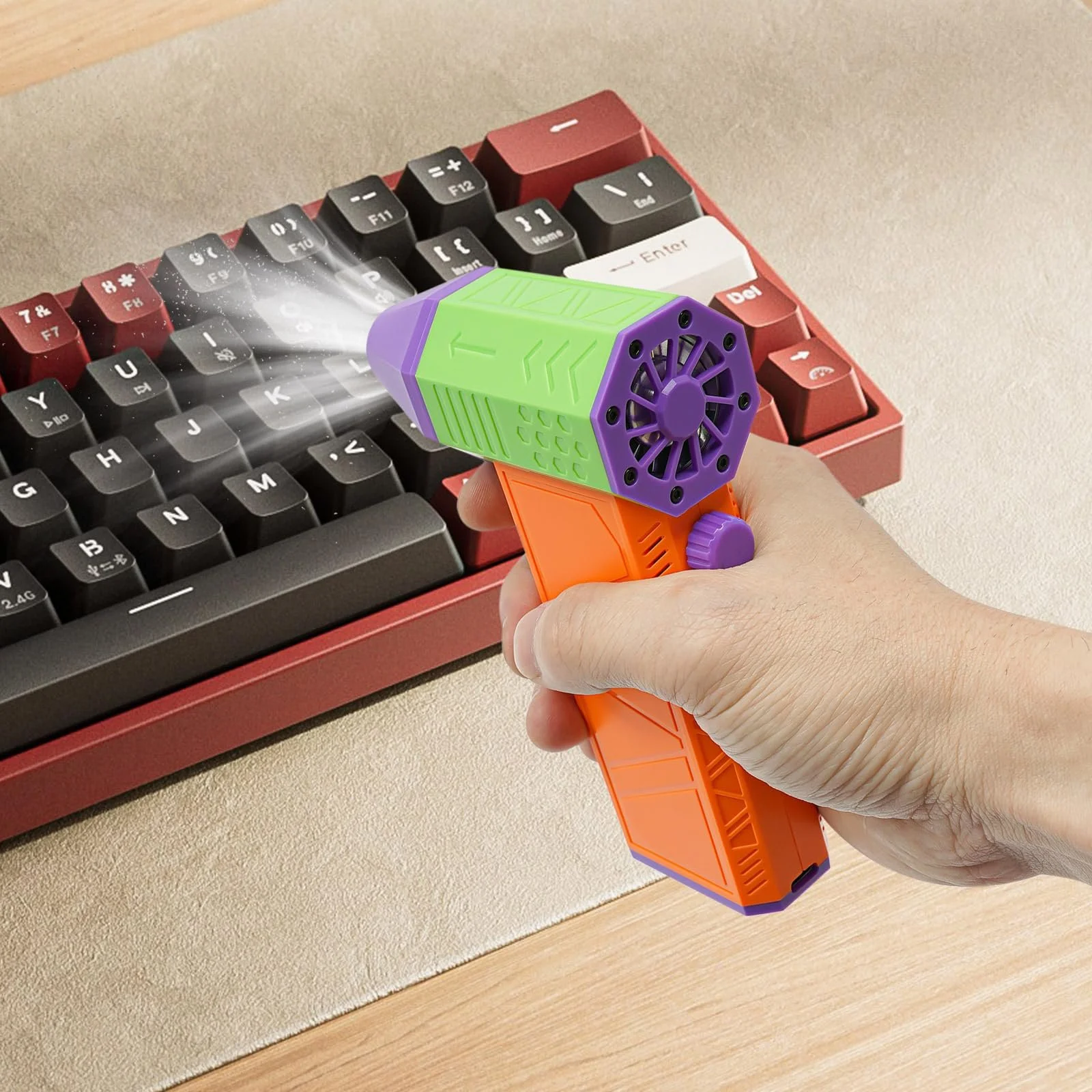 Електрична повітродувка AOOUNGM 130000 RPM USB Quick Charge (Purple + Orange + Green), фото №9