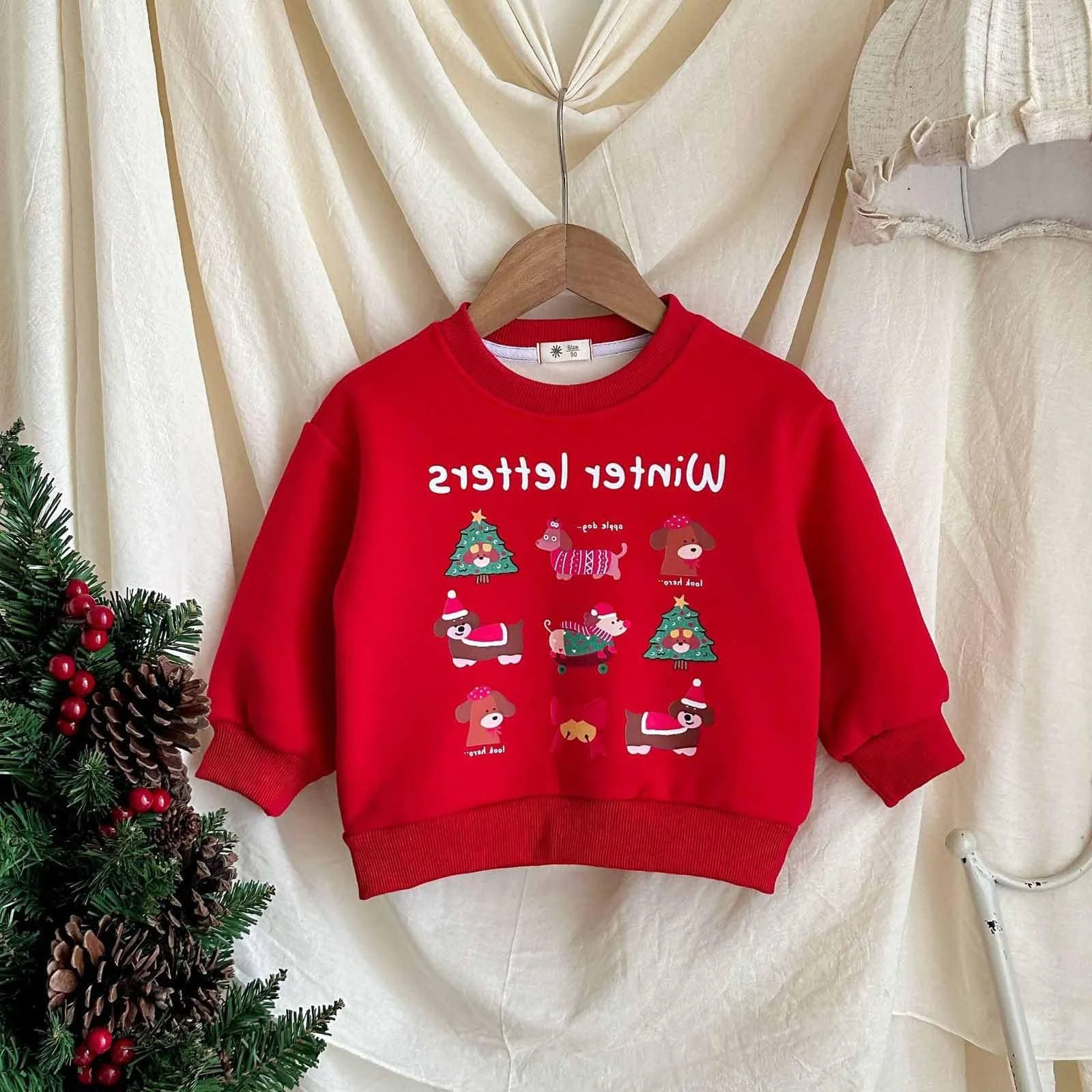 Світшот для дівчаток з принтом, з довгими рукавами, круглий виріз, м’який, повсякденний, фото №2