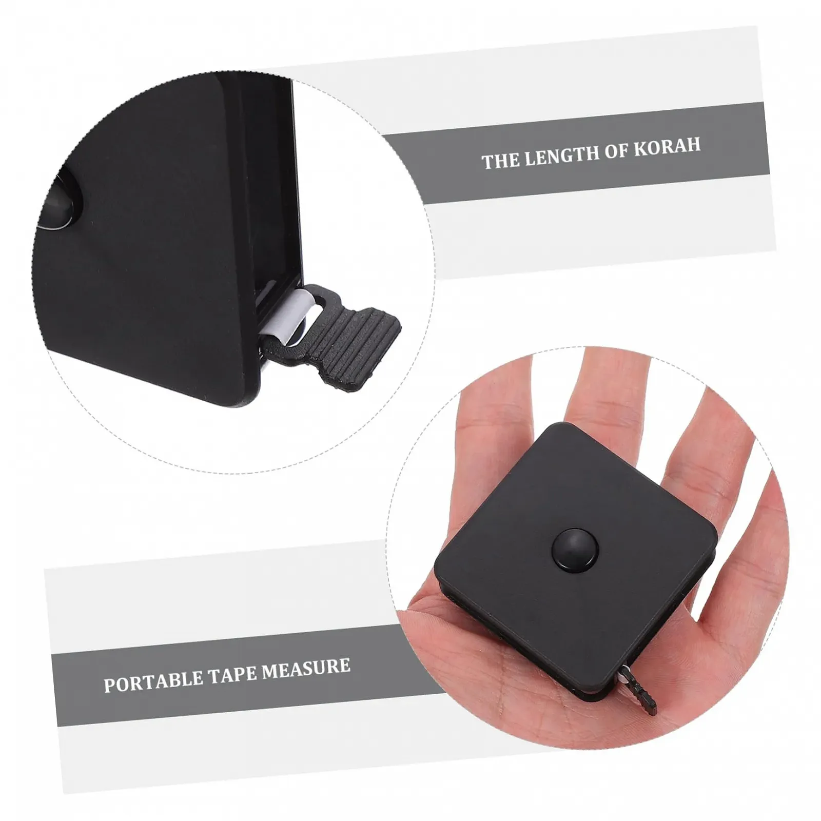 Міні рулетка Lurrose квадратна форма, шкіряна, пластикова кишенькова лінійка для дому та подорожей, фото №7