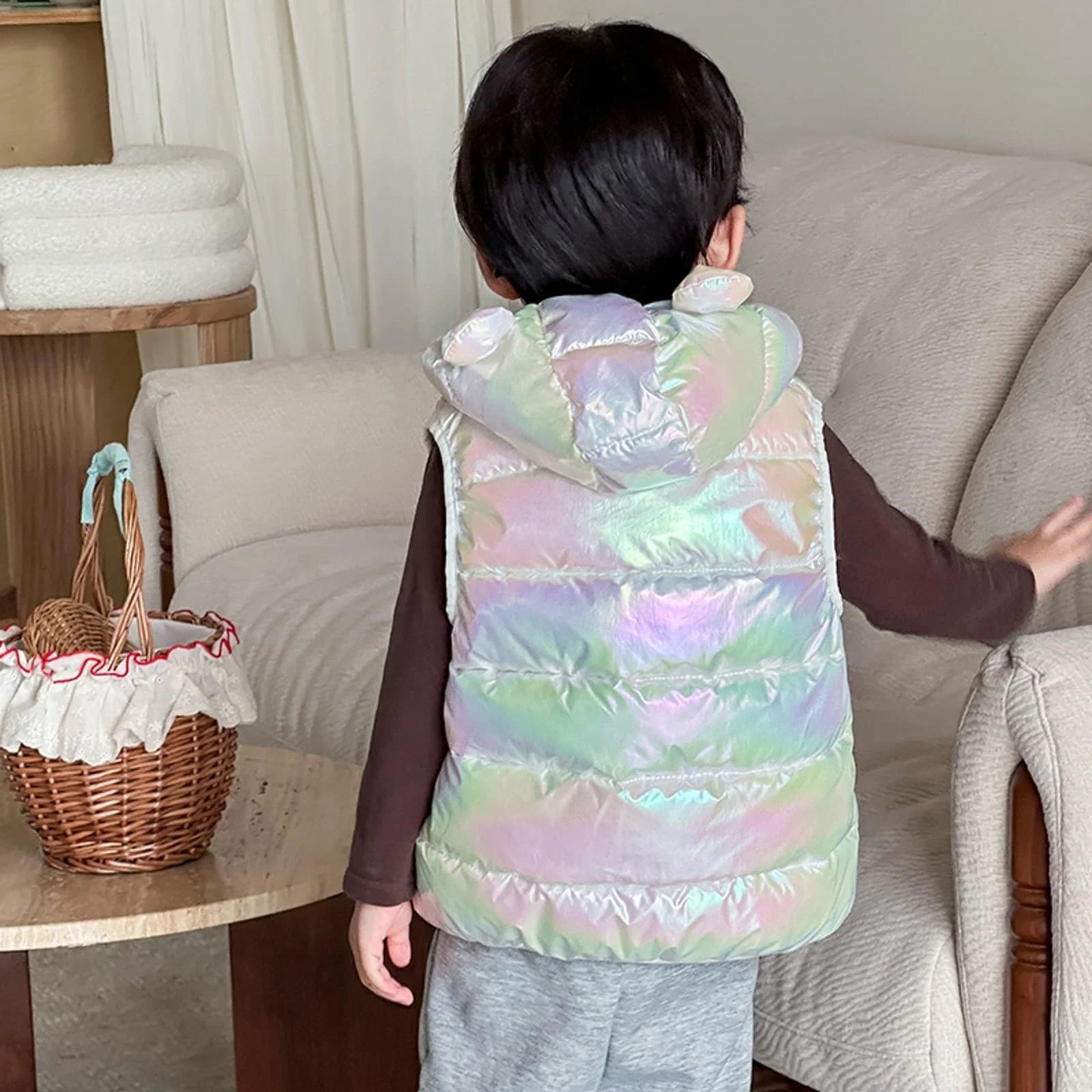 Жилет Пуховий Generisch Дитячий Осінь-Зима Колірний Градієнт, фото №4