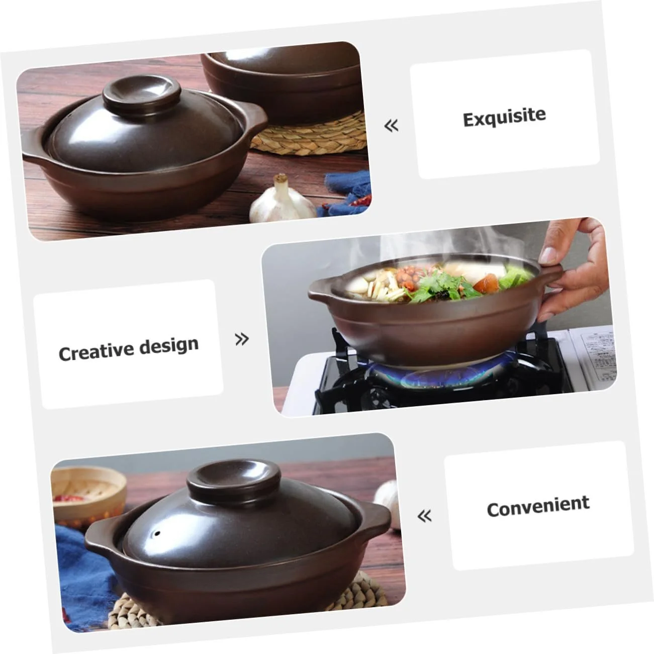 Кастрюля керамическая термостойкая с двумя боковыми ручками традиционная большая, фото №9