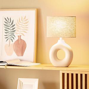 Настільна лампа LEDKIA LIGHTING Memphis Ceramic & Fabric E27 IP20 Бежева synthetic.ua - Фото 1