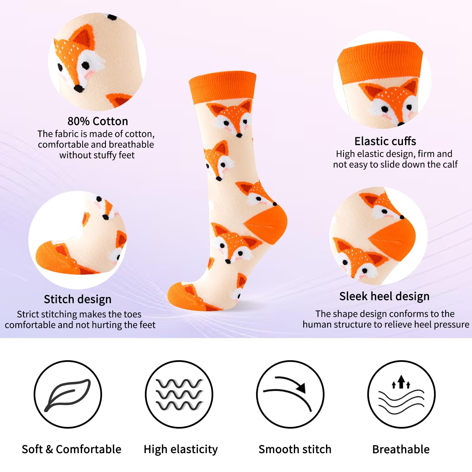 Шкарпетки Жіночі З Барвистим Малюнком, 5 Пар, 35-42, фото №3