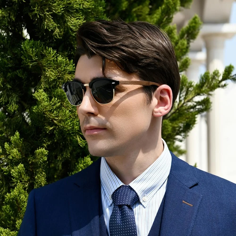 Сонцезахисні окуляри KINGSEVEN N5516 Дерев'яні напів-оправні поляризовані  Унісекс, фото №2