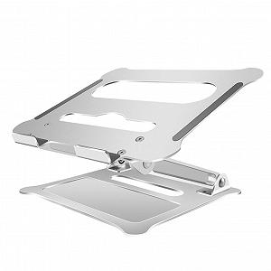 Подставка для ноутбука Tofficu складная алюминиевая регулируемая по высоте серебряная - Фото 1