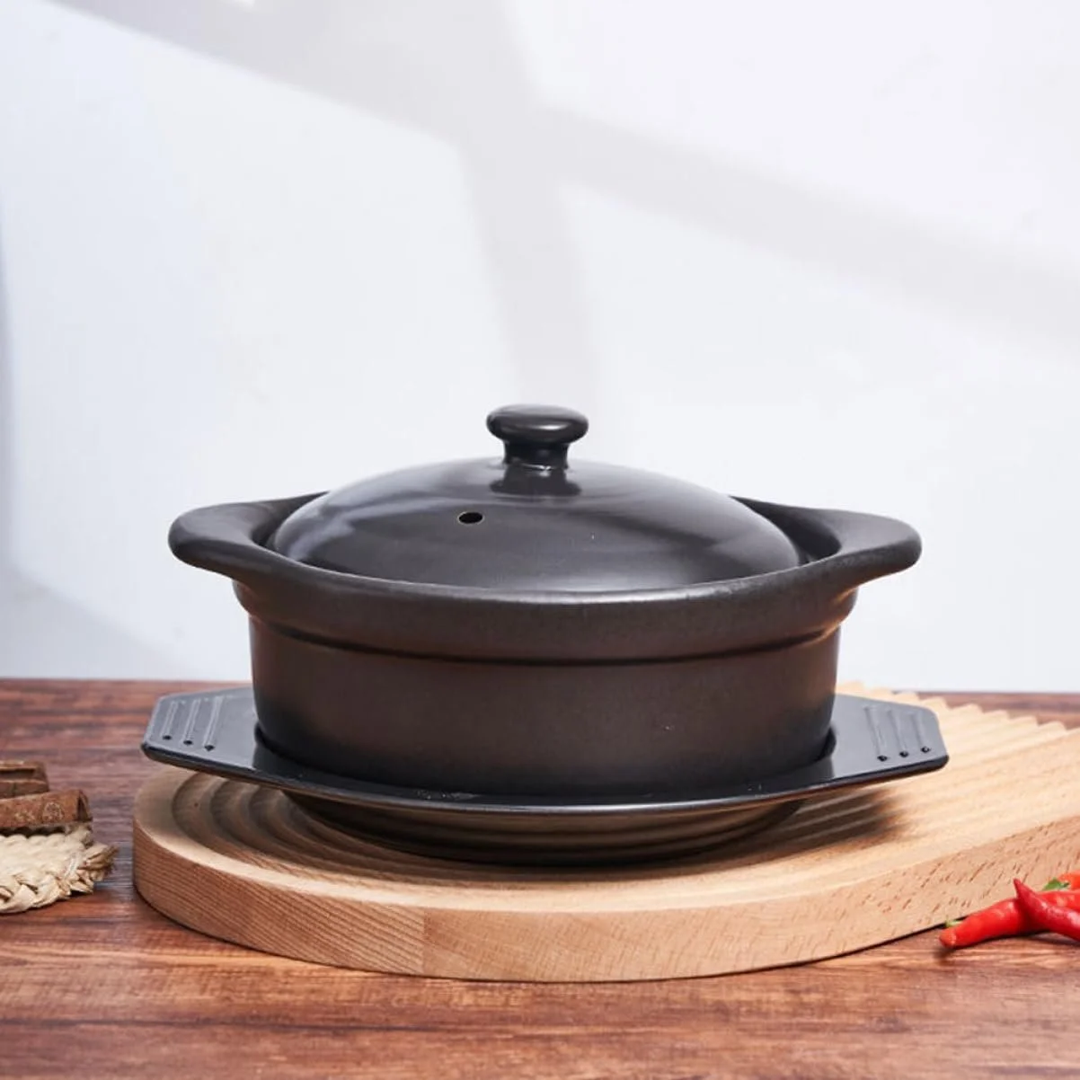 Керамічна каструля жаровня 1,26 л з кришкою та подвійними ручками термостійка, фото №3