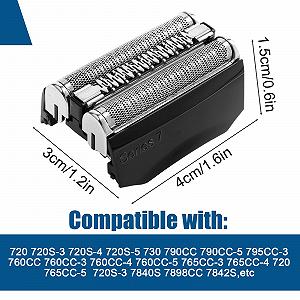 Бритвенная головка Series 7 70B совместимая с Series 7 720cc, 730cc, 735s, 750cc, 760cc, 790cc Черная synthetic.ua - Фото 1