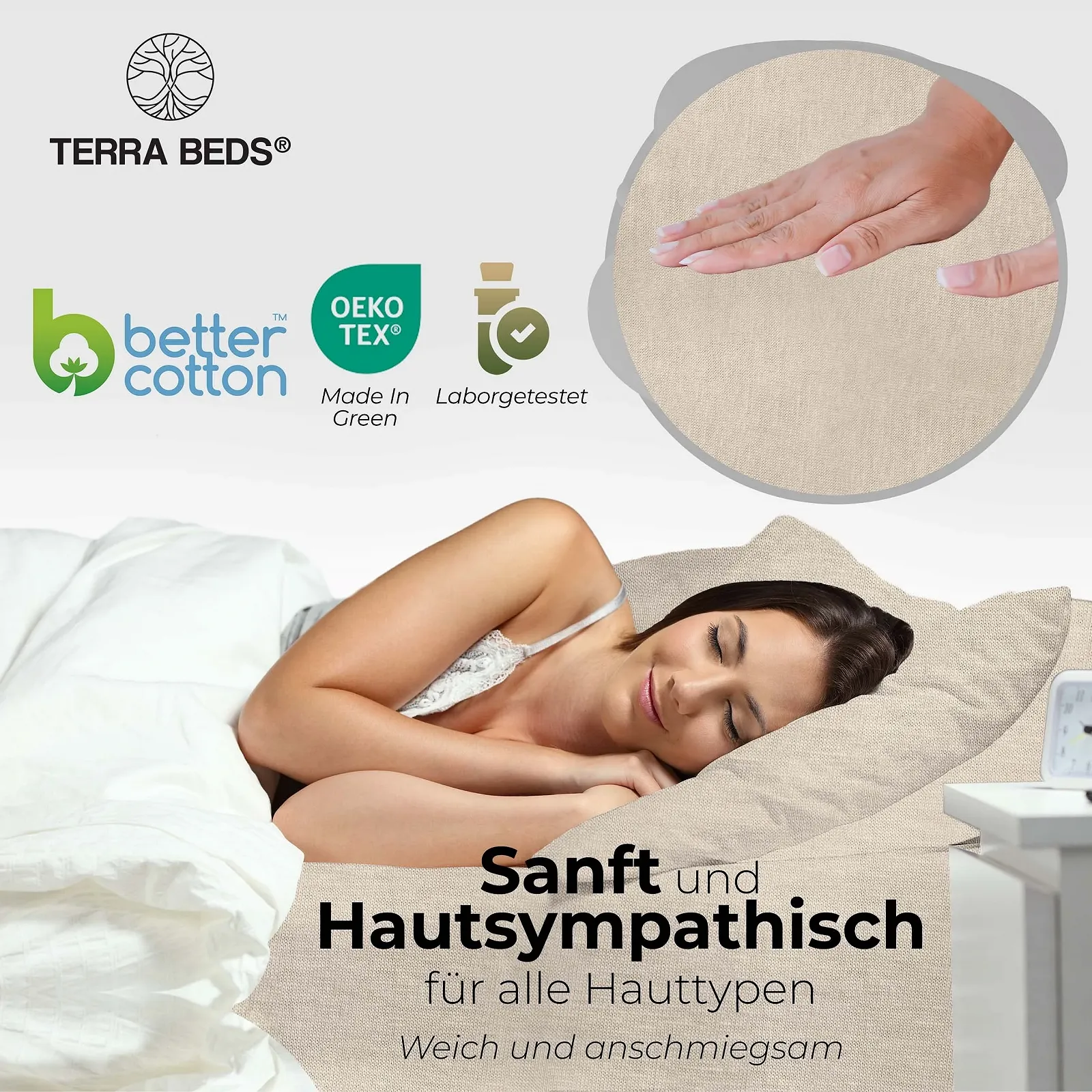 Простирадло на гумці Terra Beds Premium для топпера 100% високоякісна бавовна Oeko-Tex джерсі, фото №4