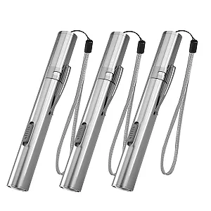 Ручний ліхтар WholeFire 3 шт LED Акумуляторний USB Міні кишеньковий Ручка з нержавіючої сталі Водостійкий для сумочки з кліпсою + USB-кабель для механіків - Фото 1