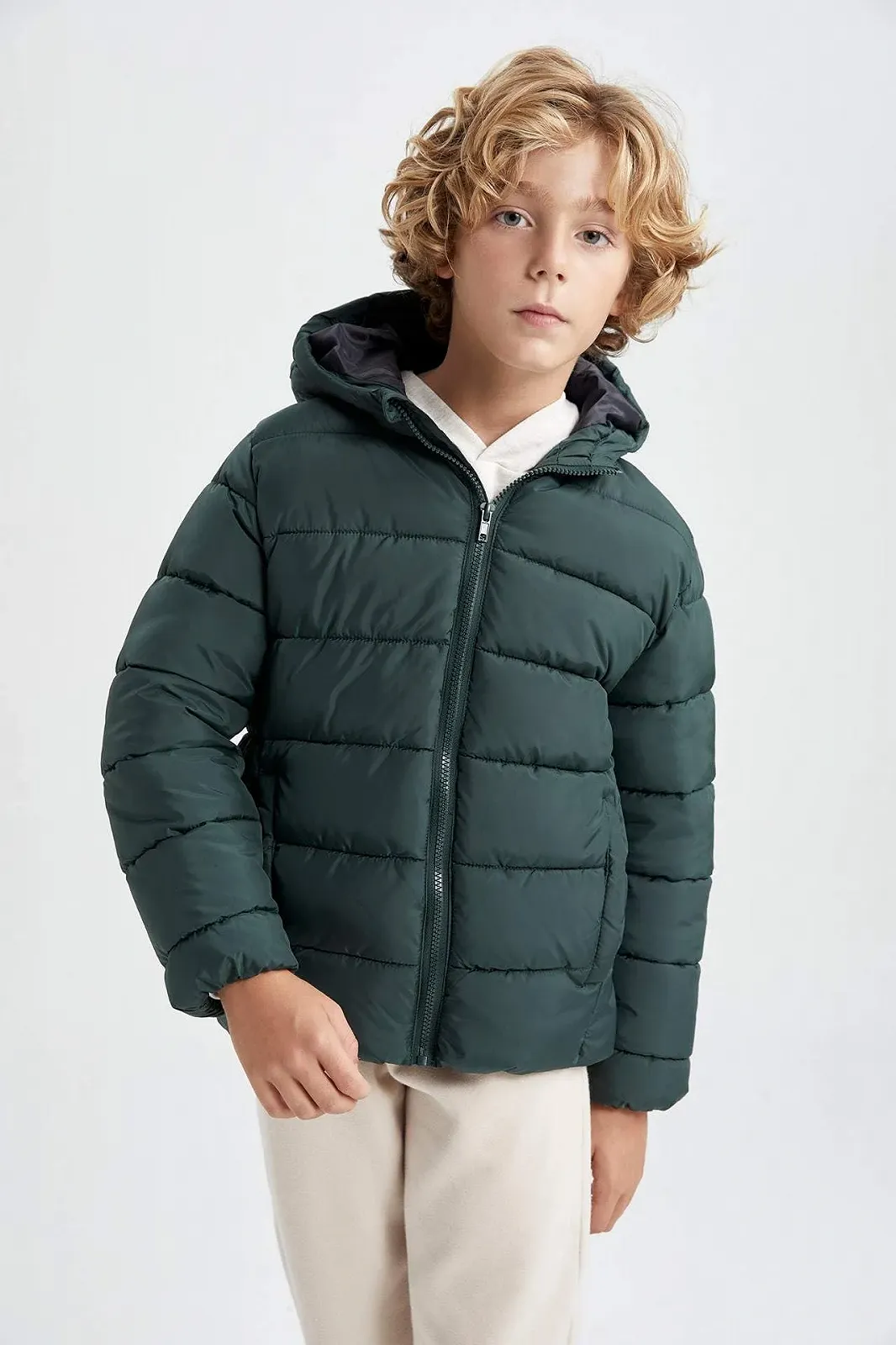 Зимова куртка DeFacto для хлопчиків, стандартний крій, з капюшоном, фото №8