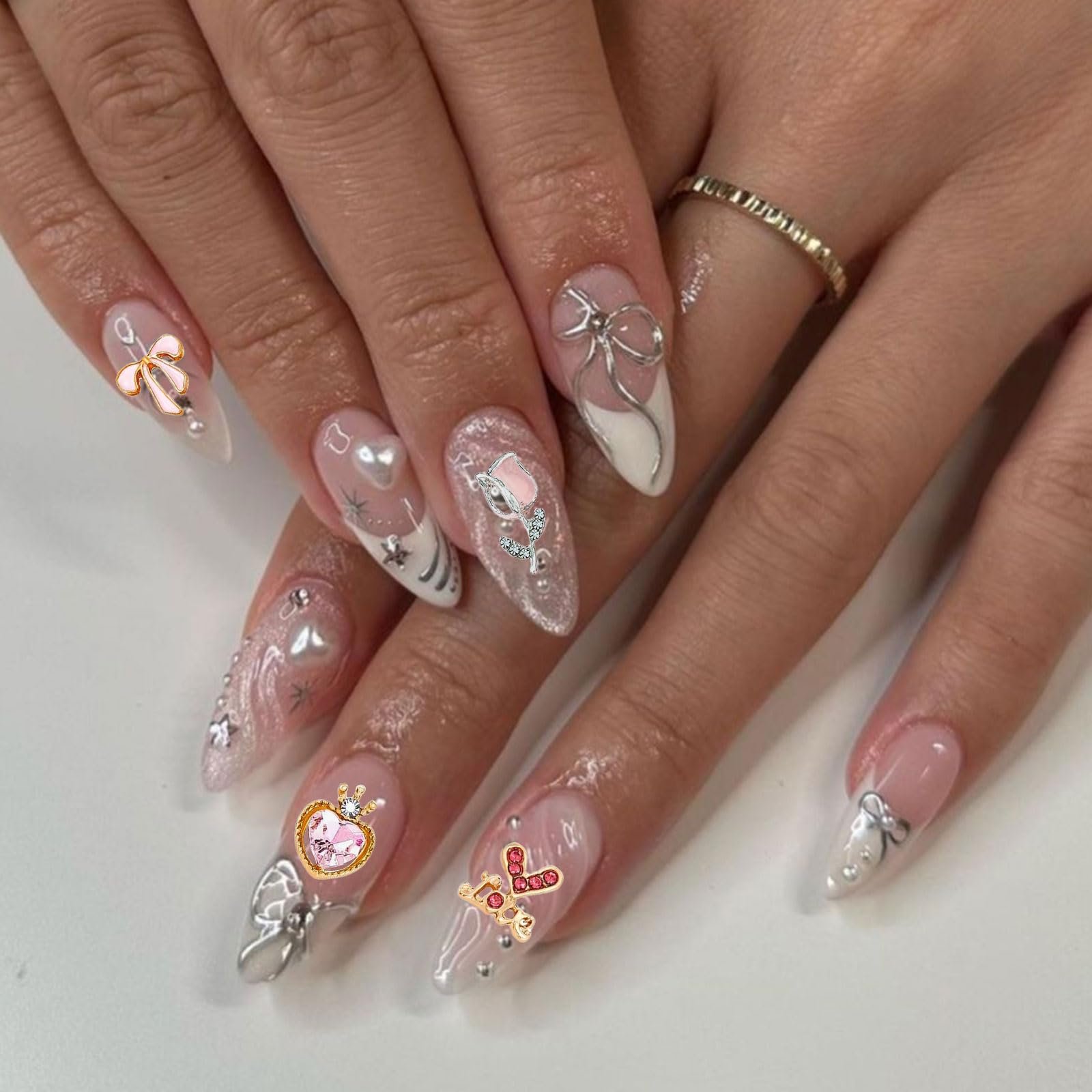 Набір прикрас для нігтів Прикраса для нігтів Серце Зірка Прикраса для нігтів Вишня 3D Alloy Y2K, фото №4