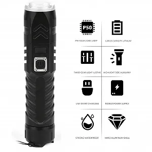 Ліхтар Zoomable Ultra Bright для вулиці Алюмінієвий сплав, водонепроникний, акумуляторний synthetic.ua - Фото 1