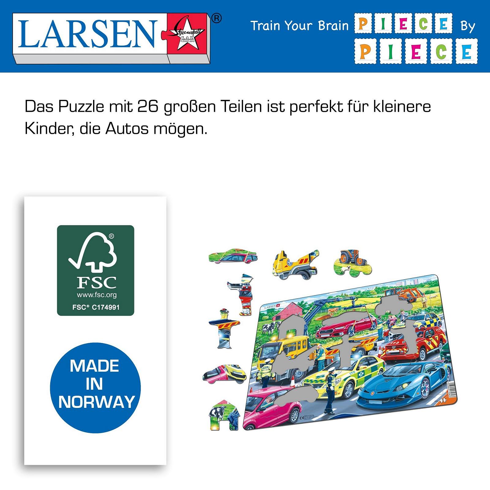 Пазл-рамка Larsen PG3 Рятувальні автомобілі на шосе 26 елементів, фото №5 Пазл-рамка Larsen PG3 Рятувальні автомобілі на шосе 26 елементів, фото №5