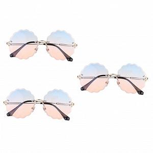 Сонцезахисні окуляри PACKOVE 3 шт. Великі жіночі модні Безрамкові металеві - Фото 1