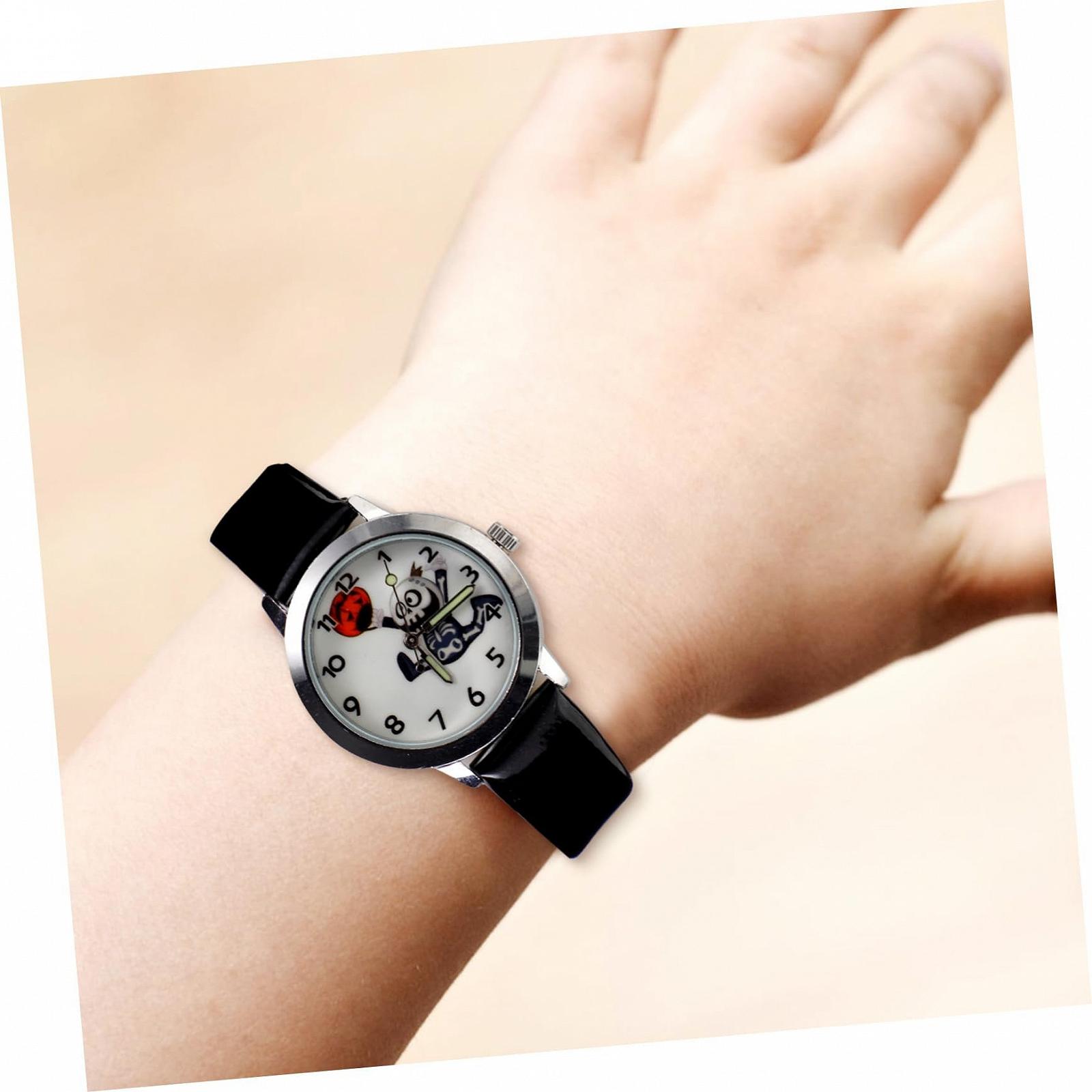 Часы LIFKOME на Хэллоуин, узор скелета, для мальчиков, девочек и взрослых, искусственная кожа, цинковый сплав, без драгоценных камней, фото №3