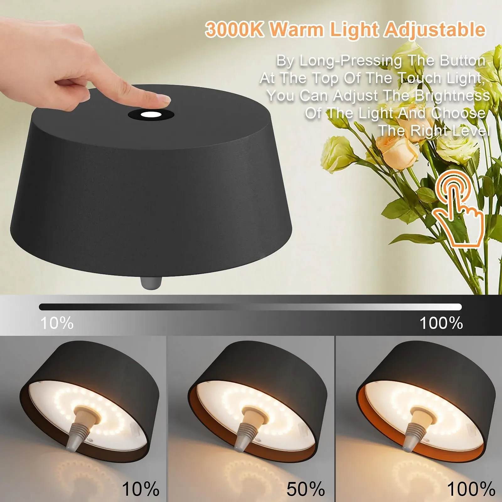 Настільна лампа Klighten (2 шт.) LED акумуляторна для пляшок димована IP54 3000 K 3 Вт, фото №2