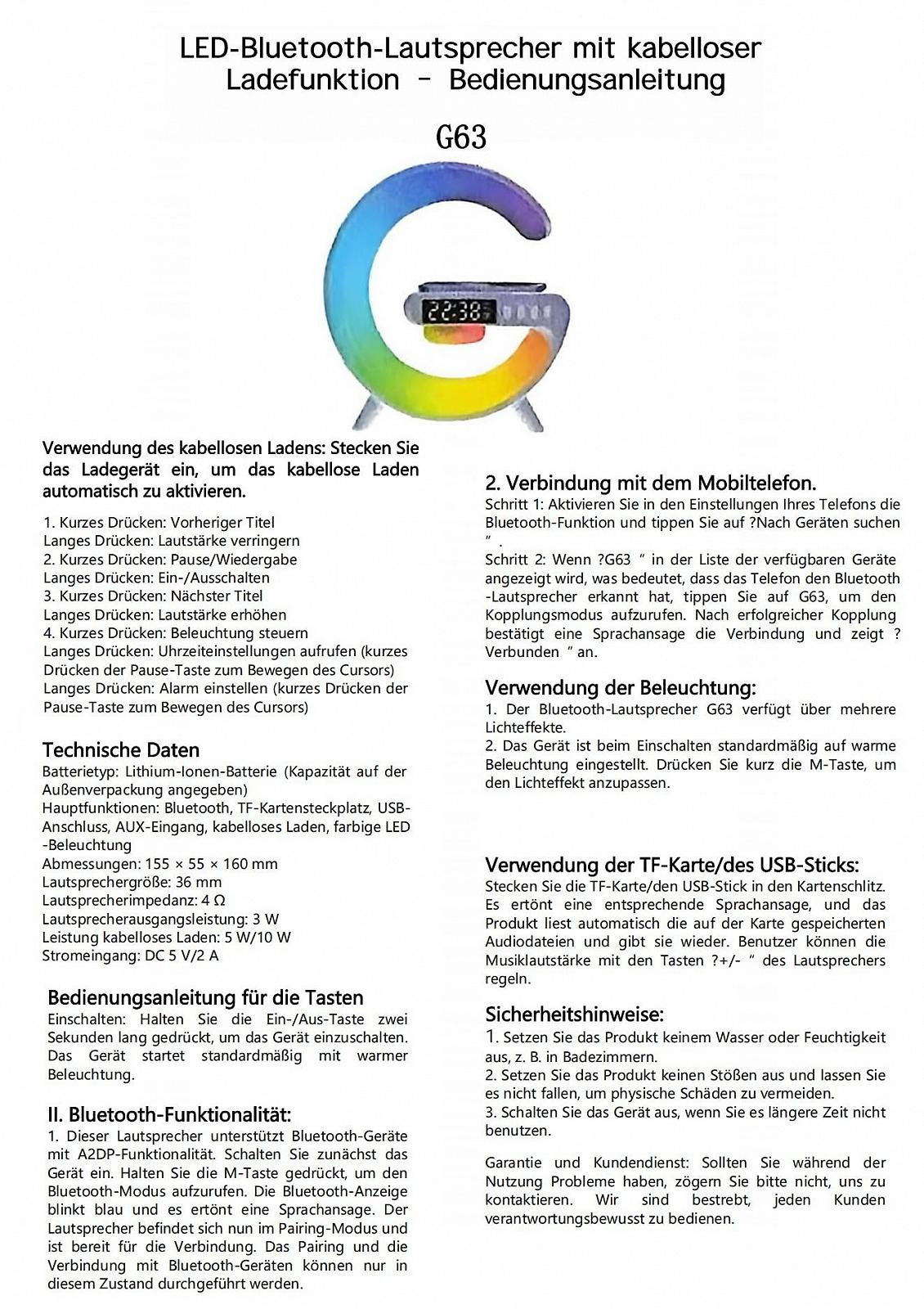 Настільна лампа HoldOneLight Бездротова зарядка Bluetooth-колонка Годинник Будильник 7 режимів Біла, фото №7