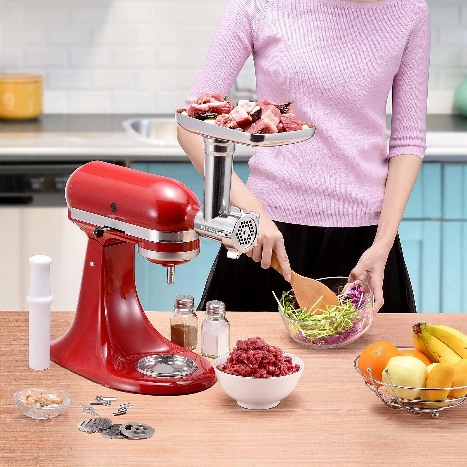 Насадка-м'ясорубка KitchenAid з нержавіючої сталі для міксерів, аксесуар для наповнення ковбас, фото №2