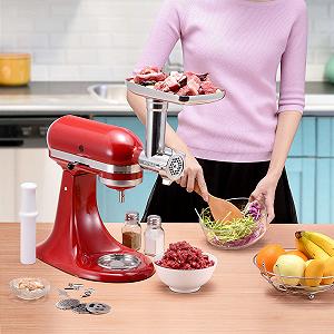 Насадка-м'ясорубка KitchenAid з нержавіючої сталі для міксерів, аксесуар для наповнення ковбас synthetic.ua - Фото 1