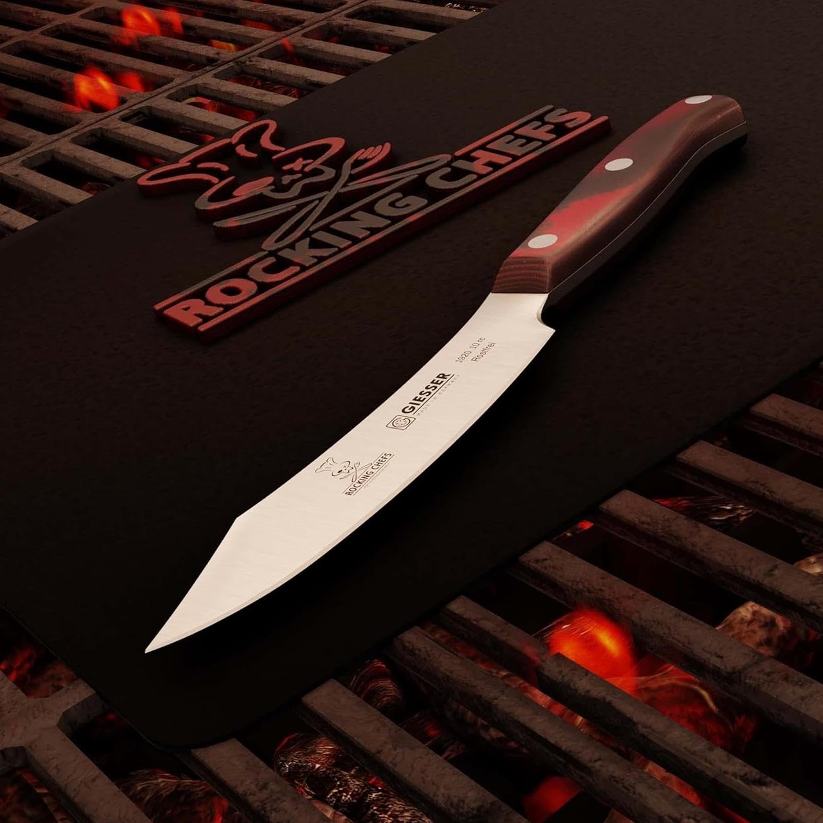 Набір ножів Giesser PremiumCut Rocking Chef 2 предмети: кухарський ніж 20 см, ніж для чищення овочів 10 см, Micarta, червоний, нержавіюча сталь, фото №7