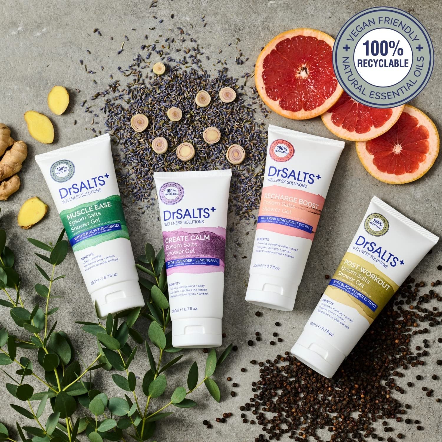 Гель для душа DrSALTS+ Muscle Ease с английской солью и эфирными маслами 200 мл, фото №7