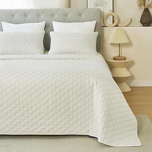 Покривало WOLTU 240 x 260 см з 2 наволочками 50 x 70 см бежеве, стьобаний плед - Фото 1