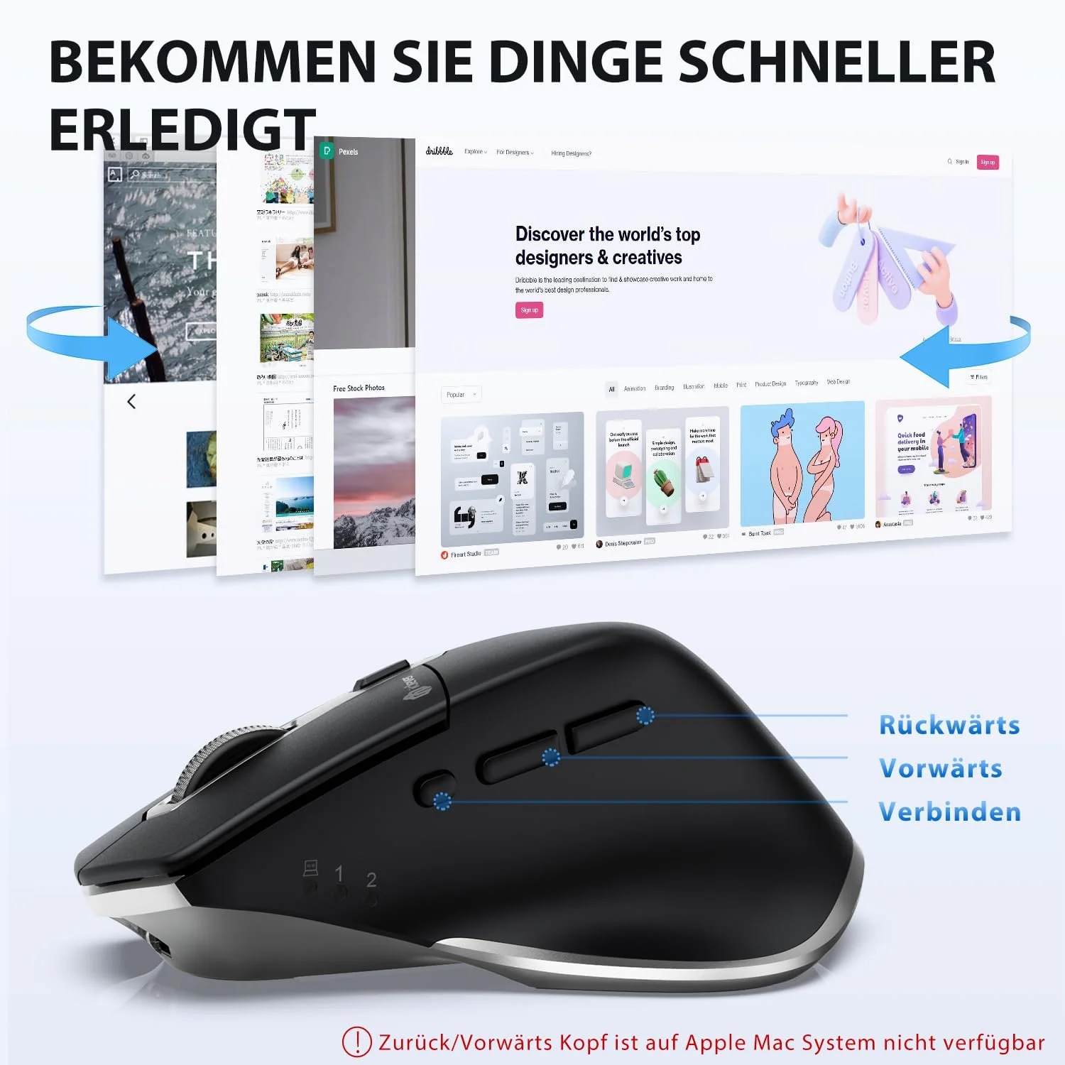 Мышь iClever Беспроводная Bluetooth Перезаряжаемая Эргономичная Серебристо-черный, фото №5 Мышь iClever Беспроводная Bluetooth Перезаряжаемая Эргономичная Серебристо-черный, фото №5