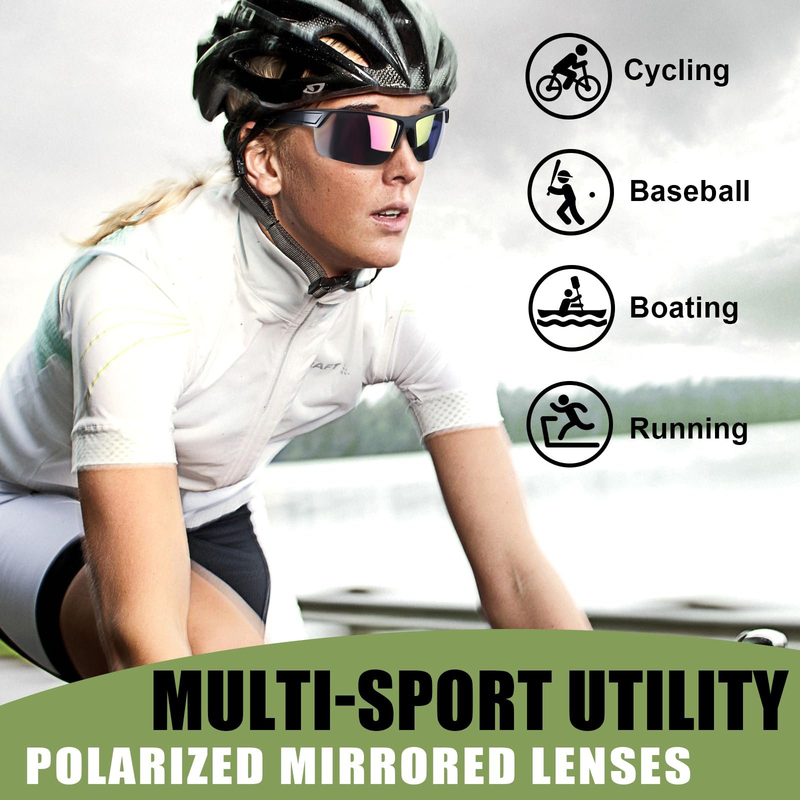 Спортивні сонцезахисні окуляри Myiaur Поляризовані Жіночі Небиткий корпус Легкі UV400 захист, фото №4 Спортивні сонцезахисні окуляри Myiaur Поляризовані Жіночі Небиткий корпус Легкі UV400 захист, фото №4