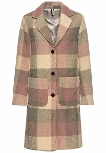 Вовняне пальто camel active з лацканами - Фото 1