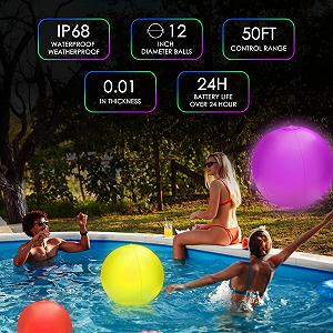 Надувні водяні м'ячі з LED підсвічуванням JOY SPOT! 30.5 см, 4 шт., 16 кольорів synthetic.ua - Фото 1