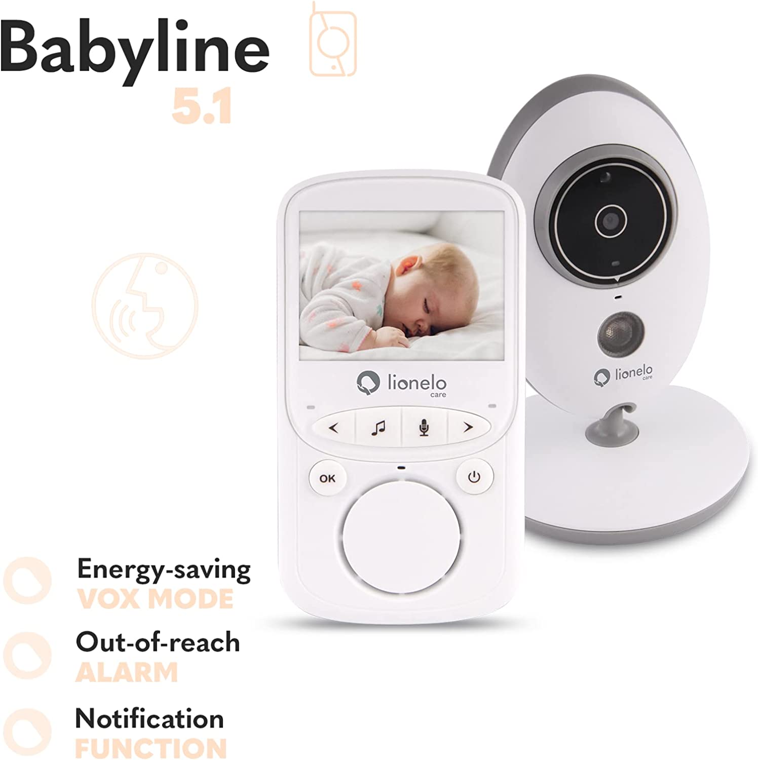 Видеоняня Lionelo Babyline 5.1 белый, фото №5