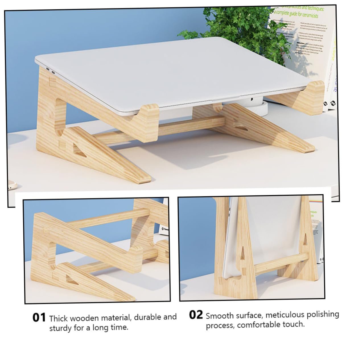 Підставка для ноутбука з масиву дерева 12-14,7 дюймів Настільна підставка для ПК, фото №8 Підставка для ноутбука з масиву дерева 12-14,7 дюймів Настільна підставка для ПК, фото №8