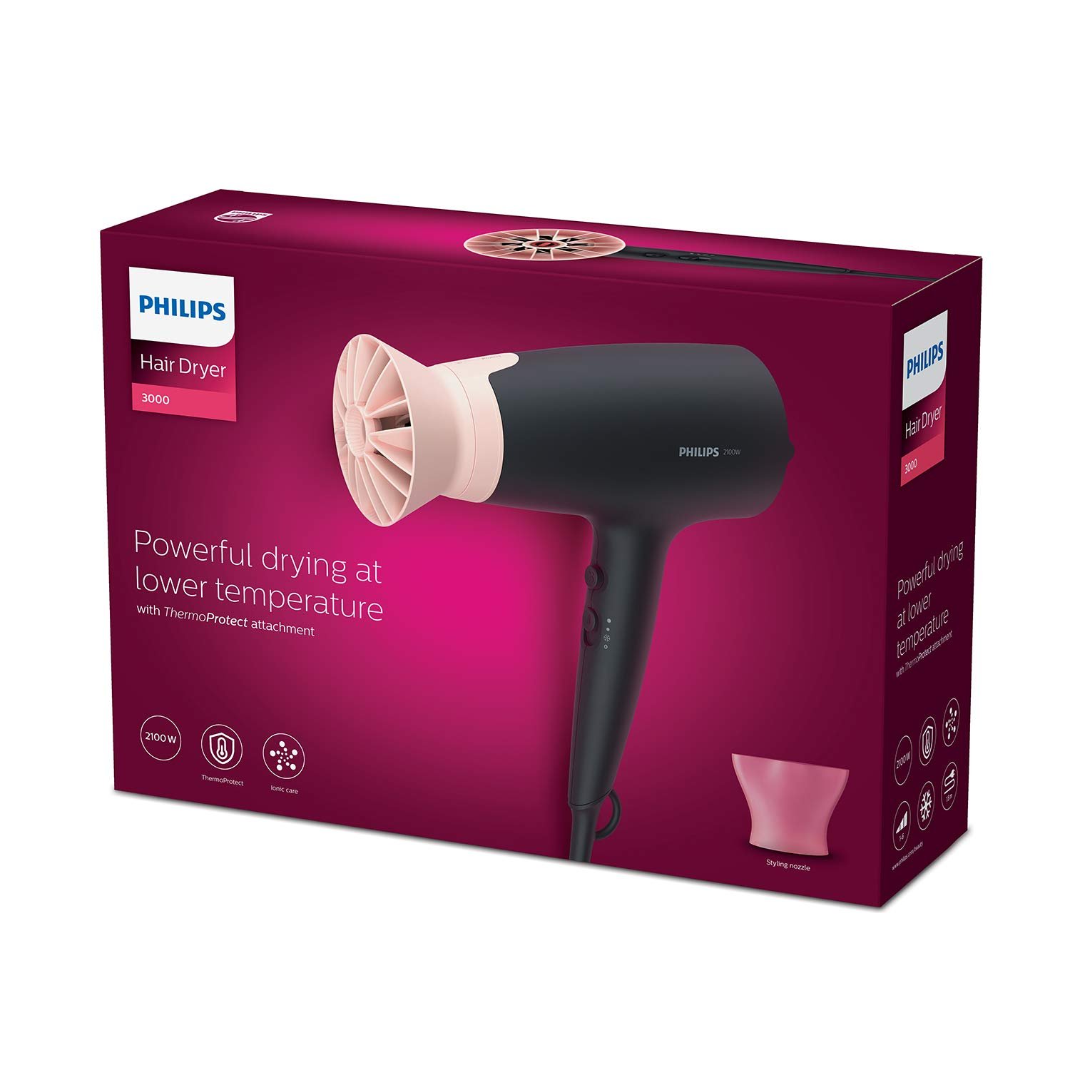 Фен Philips Series 3000 2100 Вт с насадкой ThermoProtect и концентратором 14 мм, фото №7