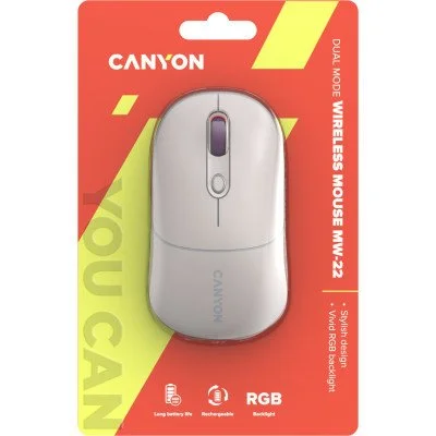 Мышка Canyon MW-22 Dual Band RGB Wireless Rice (CNS-CMSW22RC), фото №6 Мышка Canyon MW-22 Dual Band RGB Wireless Rice (CNS-CMSW22RC), фото №6
