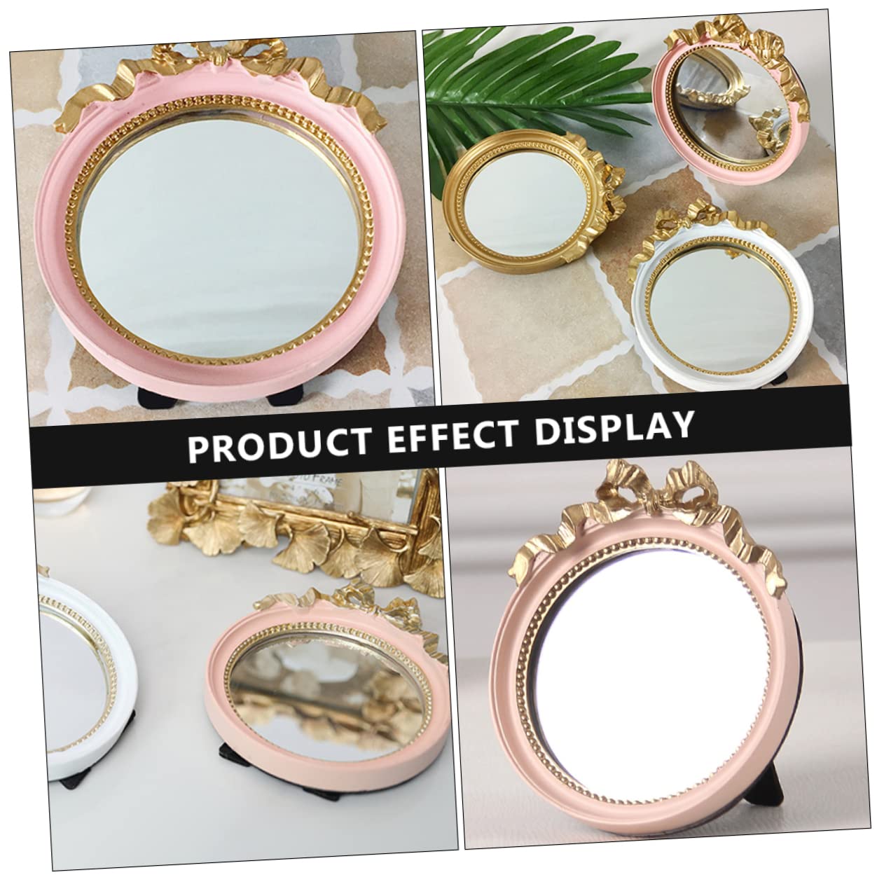 Дзеркало Angoily Європейський стиль Ретро Ручне дзеркало Рожевий, фото №5