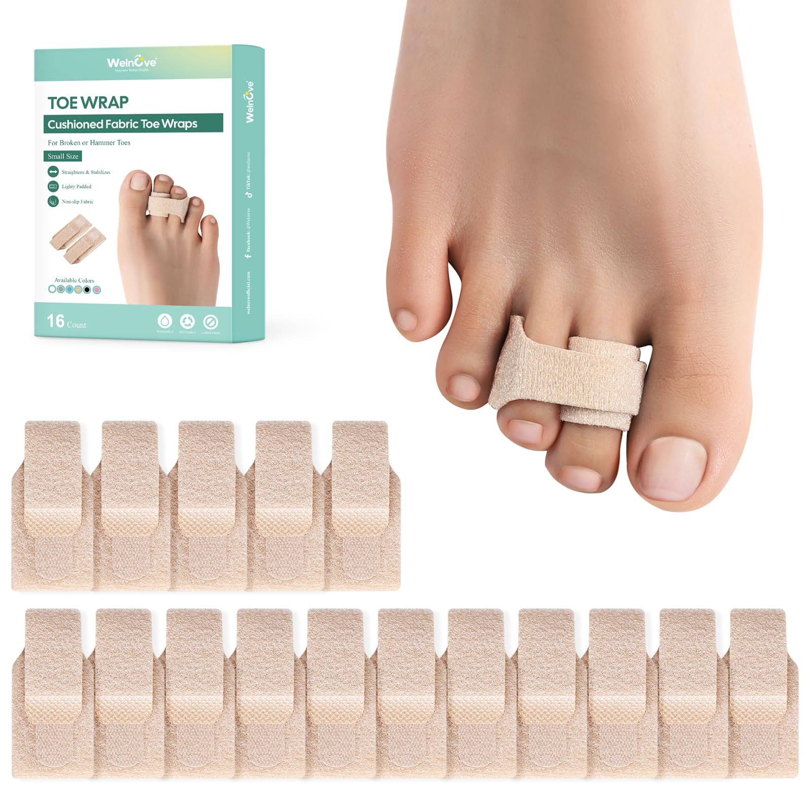 Випрямлячі для молоткоподібних пальців Welnove, бежевий, 16 шт, фото №1 Випрямлячі для молоткоподібних пальців Welnove, бежевий, 16 шт, фото №1