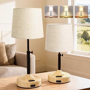 Настільна лампа бездротова сенсорна 2700 K - 5000 K з таймером та лляним абажуром комплект з 2 шт. - Фото 1