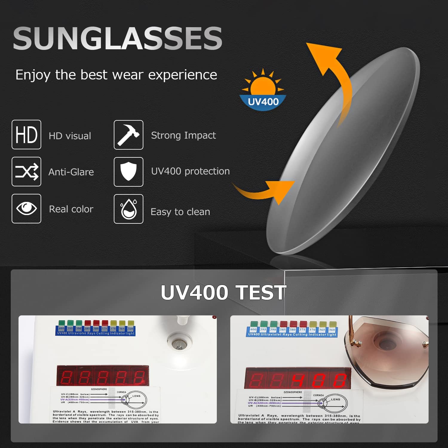 Сонцезахисні окуляри Kimorn без оправи великого розміру AE0534, фото №6