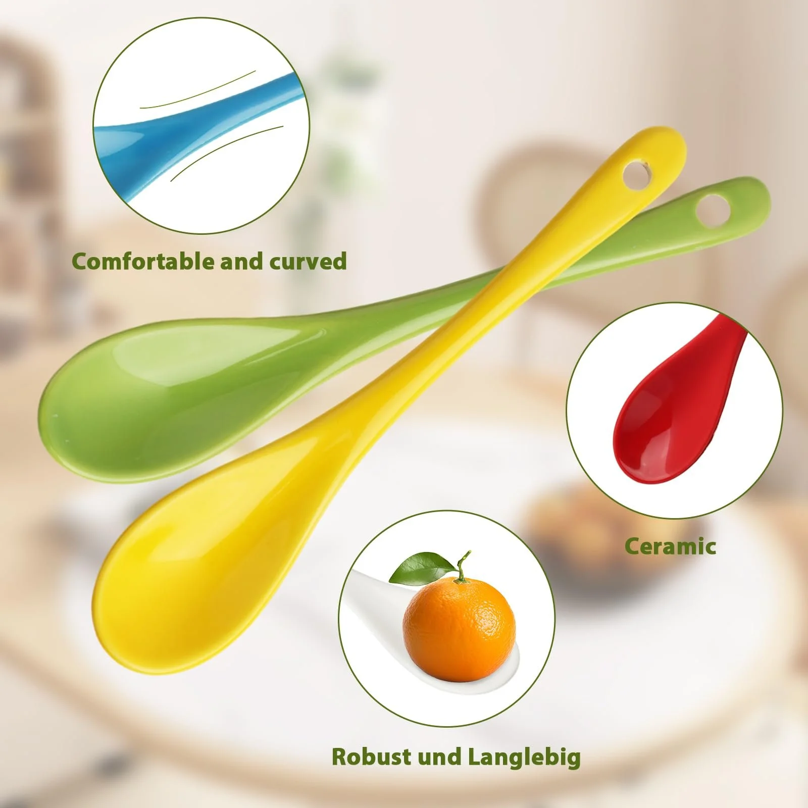 Набір з 6 ложок для яєць, порцелянові керамічні, фото №4 Набір з 6 ложок для яєць, порцелянові керамічні, фото №4