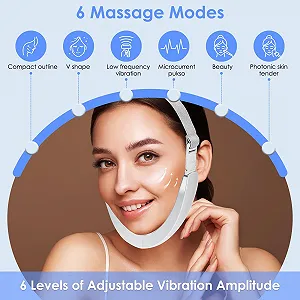 Массажер для коррекции контура лица Электрический 6 режимов EMS Фототерапия с пультом ДУ synthetic.ua - Фото 1