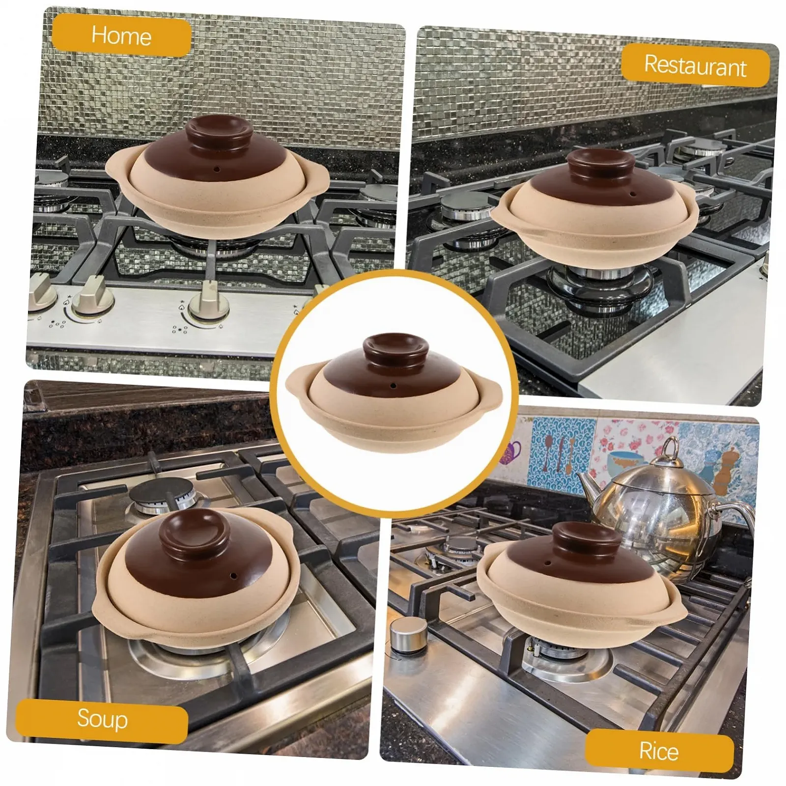 Форма для запекания VALICLUD Керамическая с плоским дном для супа и ребрышек, фото №4