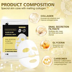Маска Allony Advanced с Муцином Улитки, Ночная Коллагеновая Маска, Маска для Стеклянной Кожи, Гидрогелевая Маска со Слизью Улитки, Корейские Маски для Лица, Сыворотка Улитки + Коллаген synthetic.ua - Фото 1