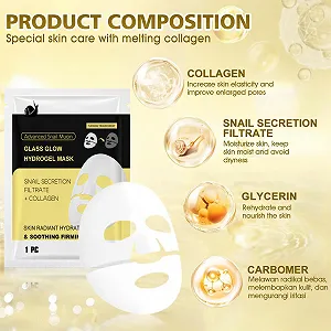 Маска Allony Advanced с Муцином Улитки, Ночная Коллагеновая Маска, Маска для Стеклянной Кожи, Гидрогелевая Маска со Слизью Улитки, Корейские Маски для Лица, Сыворотка Улитки + Коллаген synthetic.ua - Фото 1