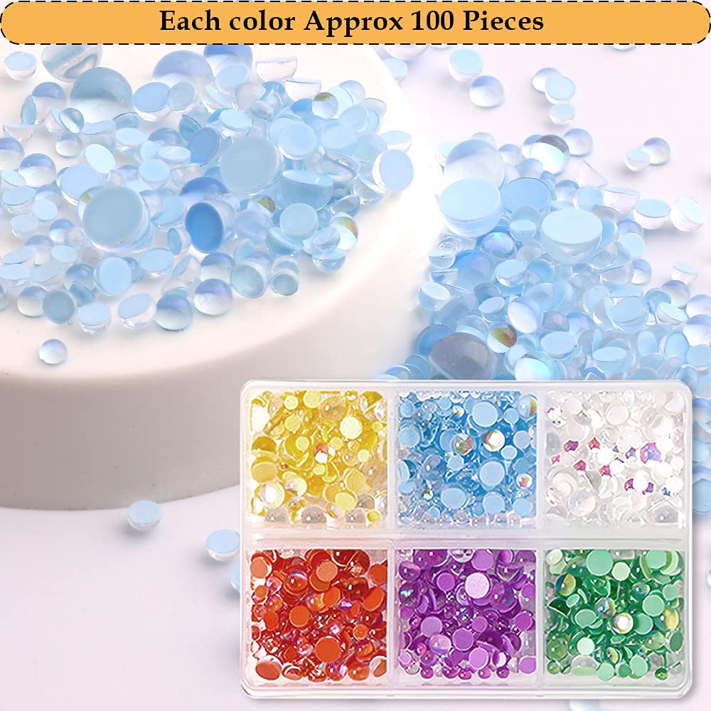 Стразы для ногтей CHANGAR Икринки Круглые бусины Плоская задняя часть Aurora Перламутровые круглые бусины Хрустальные бриллианты с коробкой для хранения, фото №3