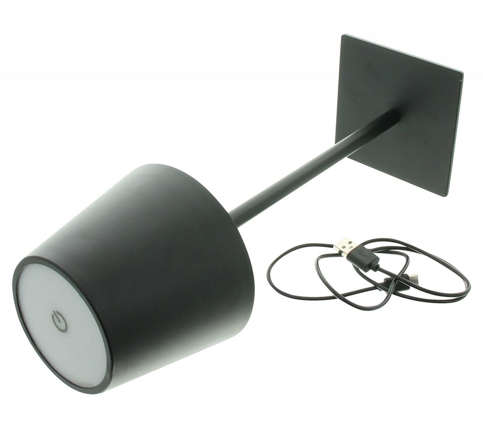 Настільна лампа FRANK FLECHTWAREN "Black" LED металева матова димована сенсорна 31 см Чорна, фото №1