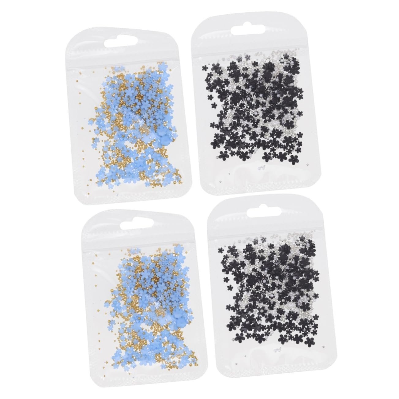 Прикраса для нігтів Healeved, квіти сині та чорні, фото №1