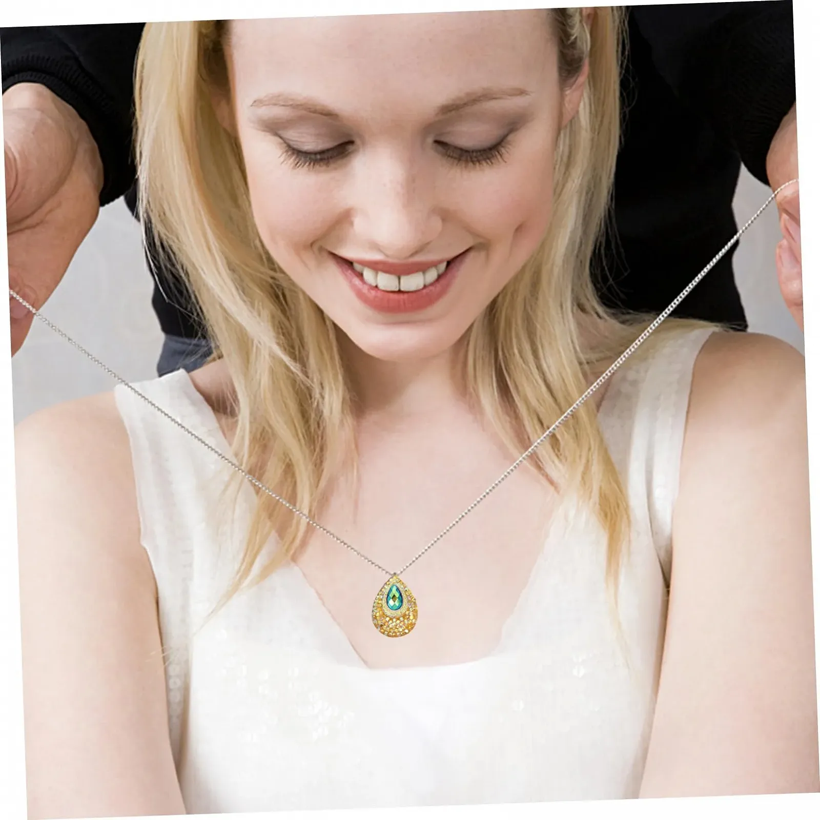 Стразы Капля воды Смола 18x13мм Желтый Голубой 100 шт., фото №9